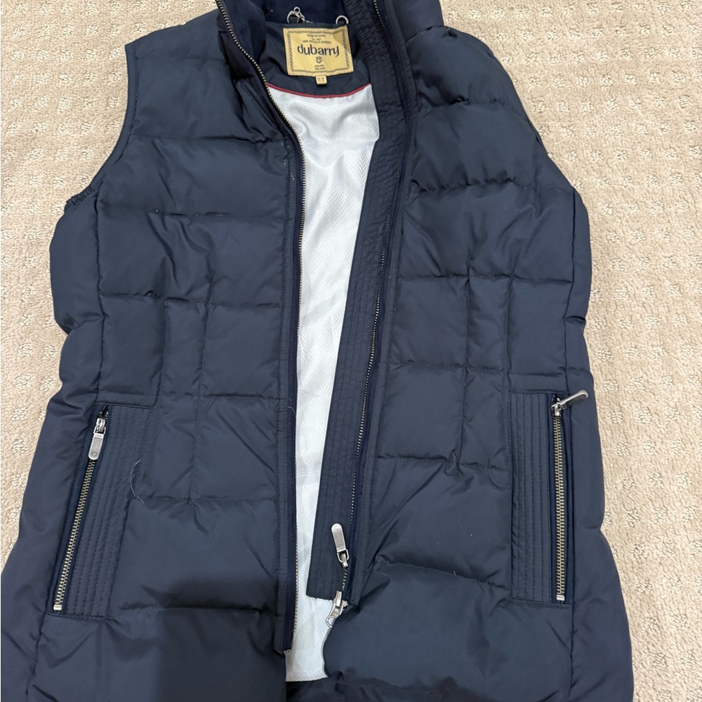 Dubarry of Ireland Navy Quilted Vest with Red Trim